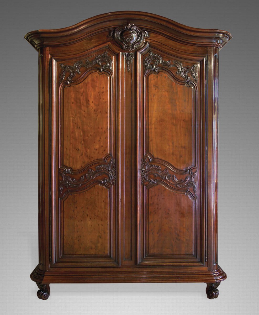 French Louis XV Period, Solid Mahogany, Bordelais Armoire