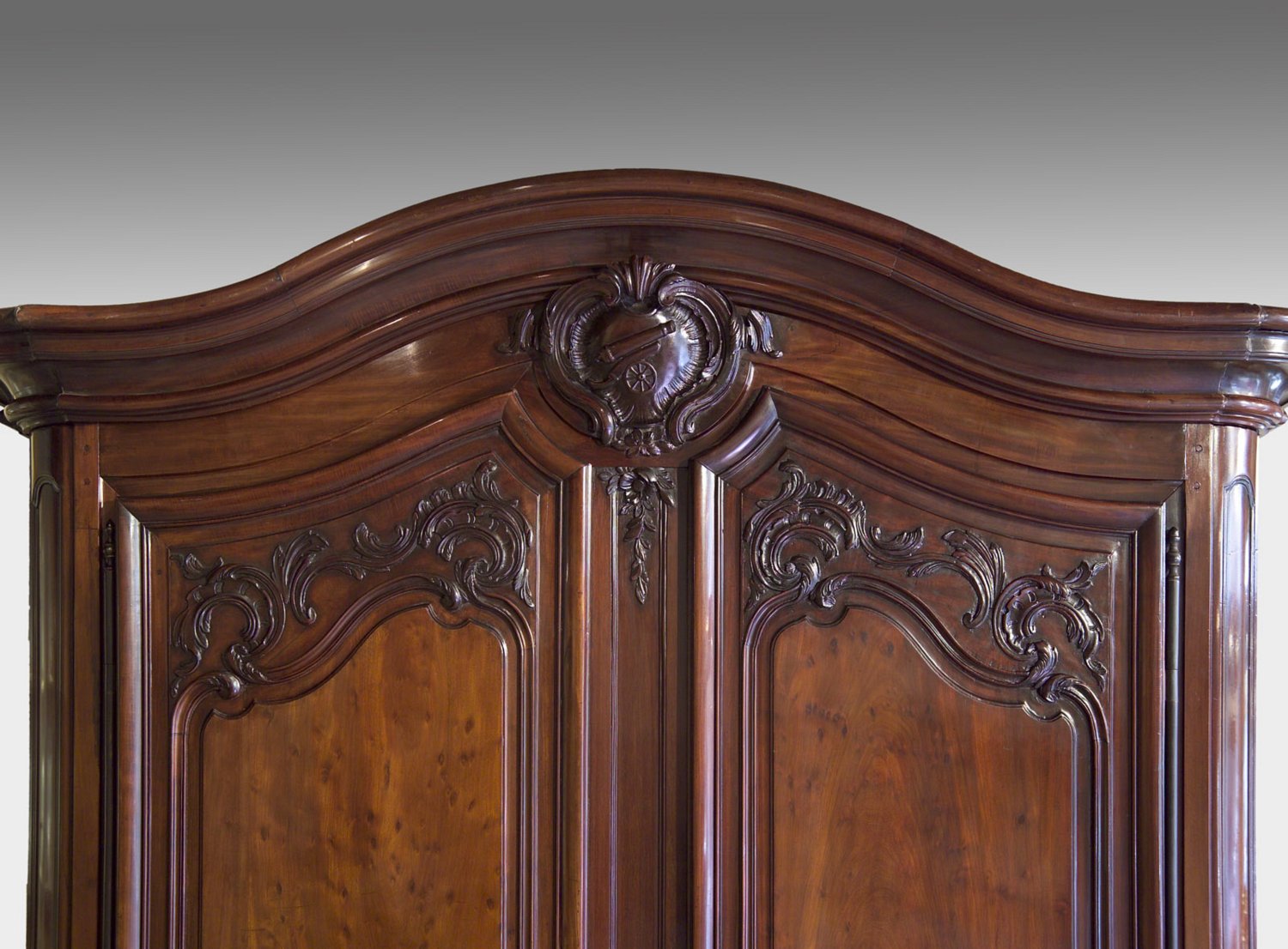 French Louis XV Period, Solid Mahogany, Bordelais Armoire