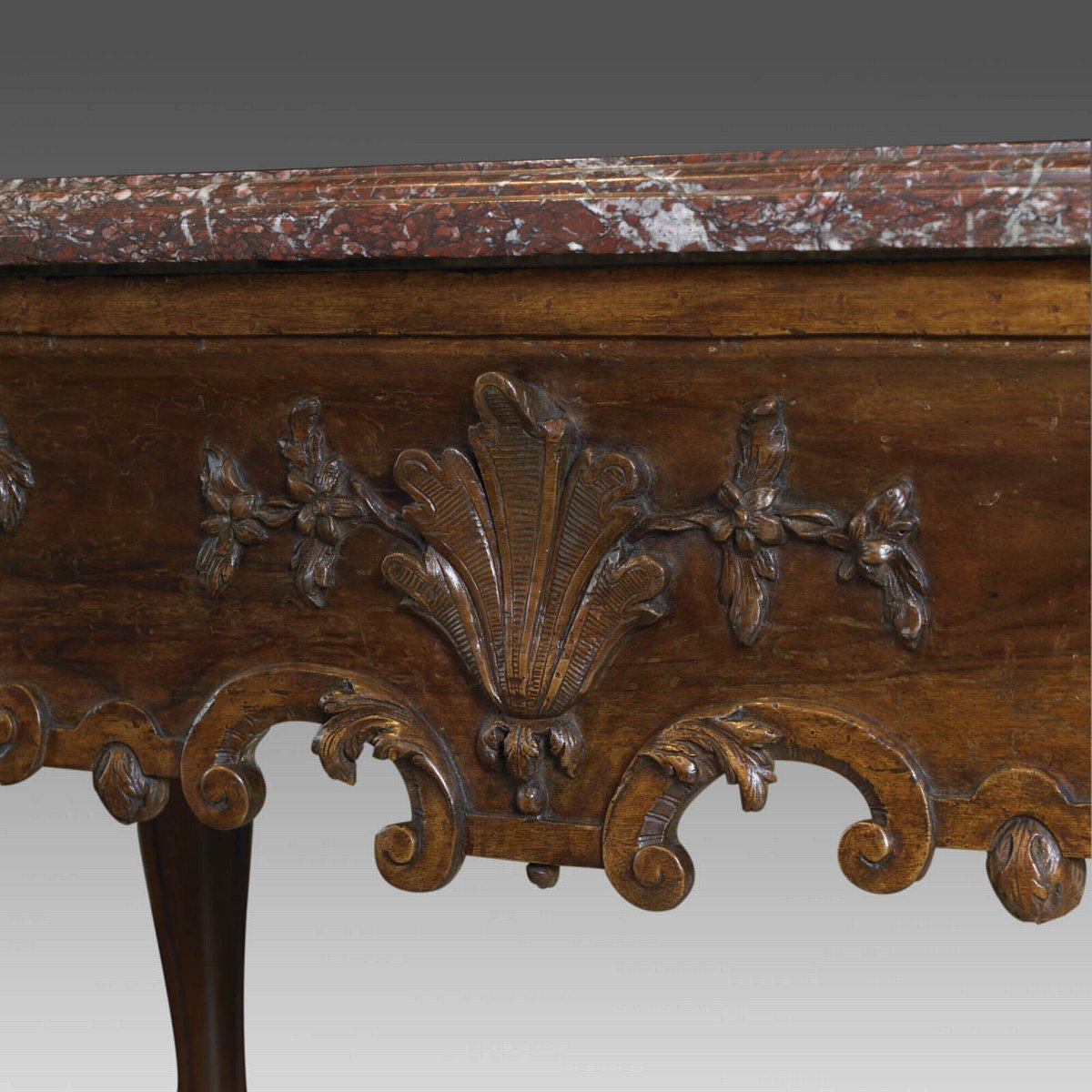 French Louis XV Period, Walnut Console Table Attributed to Pierre Hache