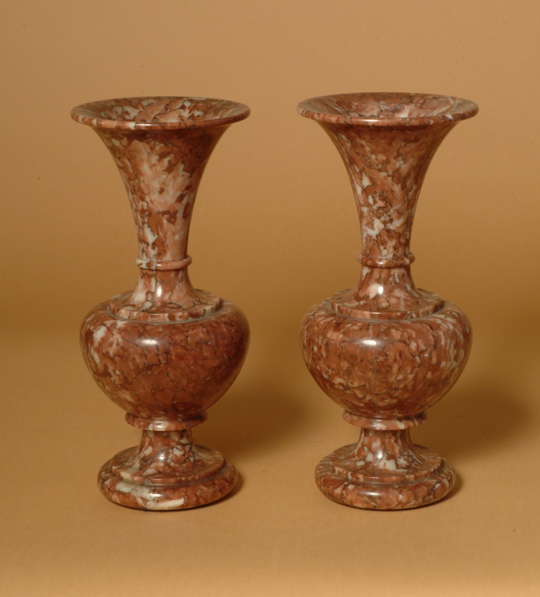 Pair of French, Late 19th Century, Turned Marble Vases