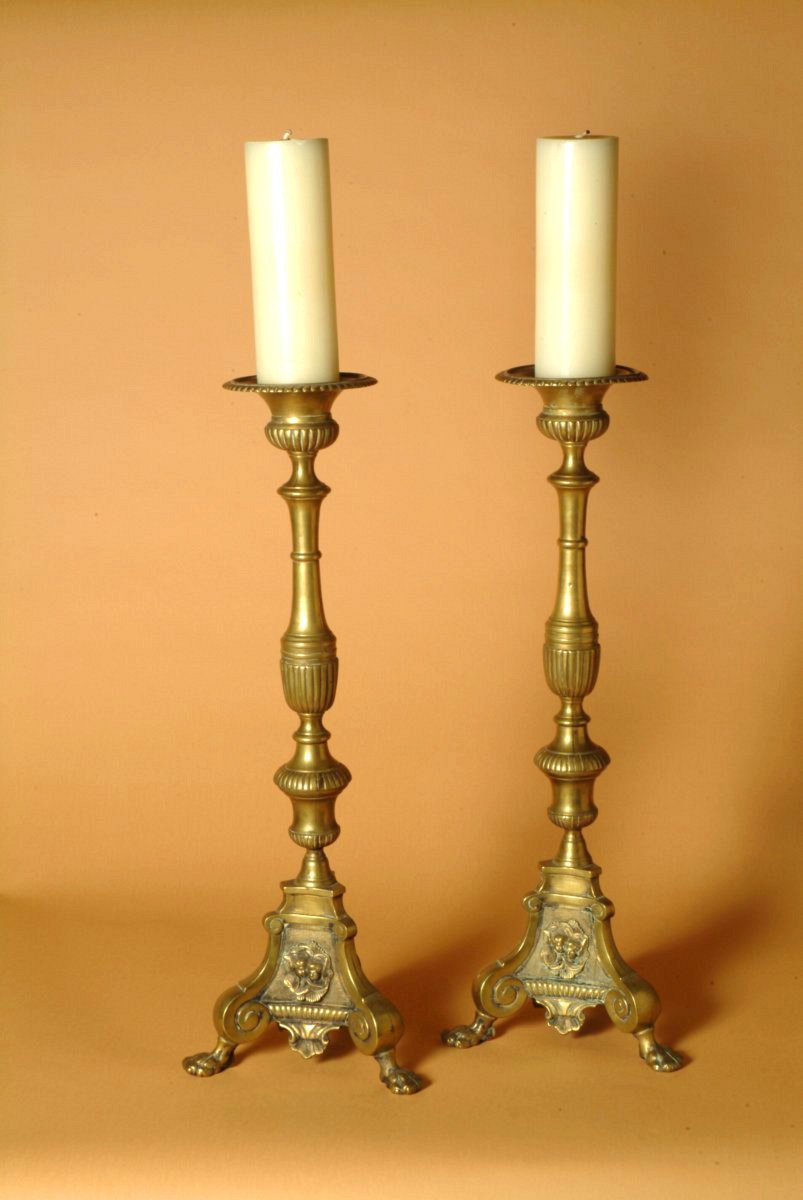 Pair of Italian, Brass Pricket Sticks  

