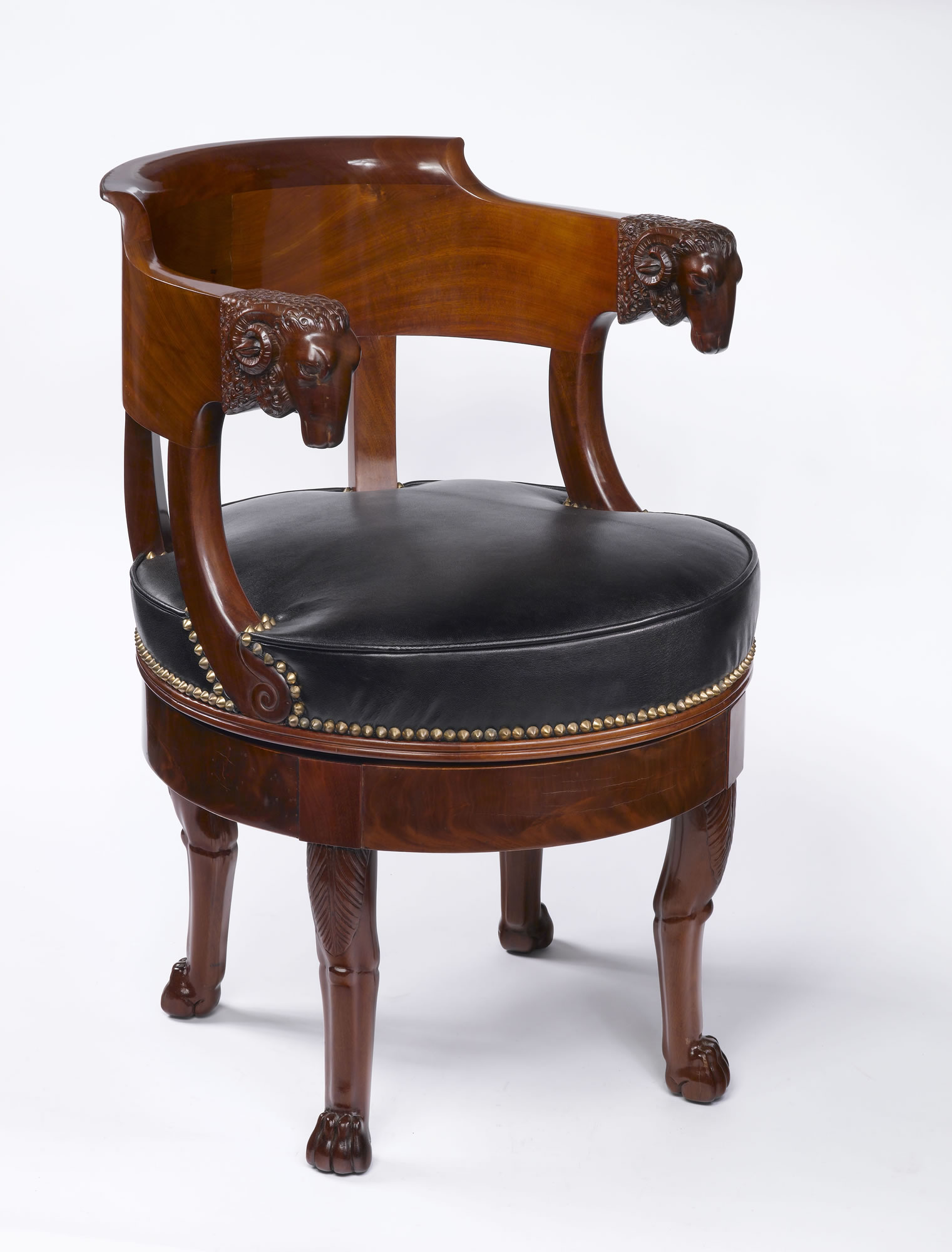 French Empire Period, Mahogany Fauteuil de Bureau à Assise Tournante Attributed to François-Honoré-Georges Jacob-Desmalter