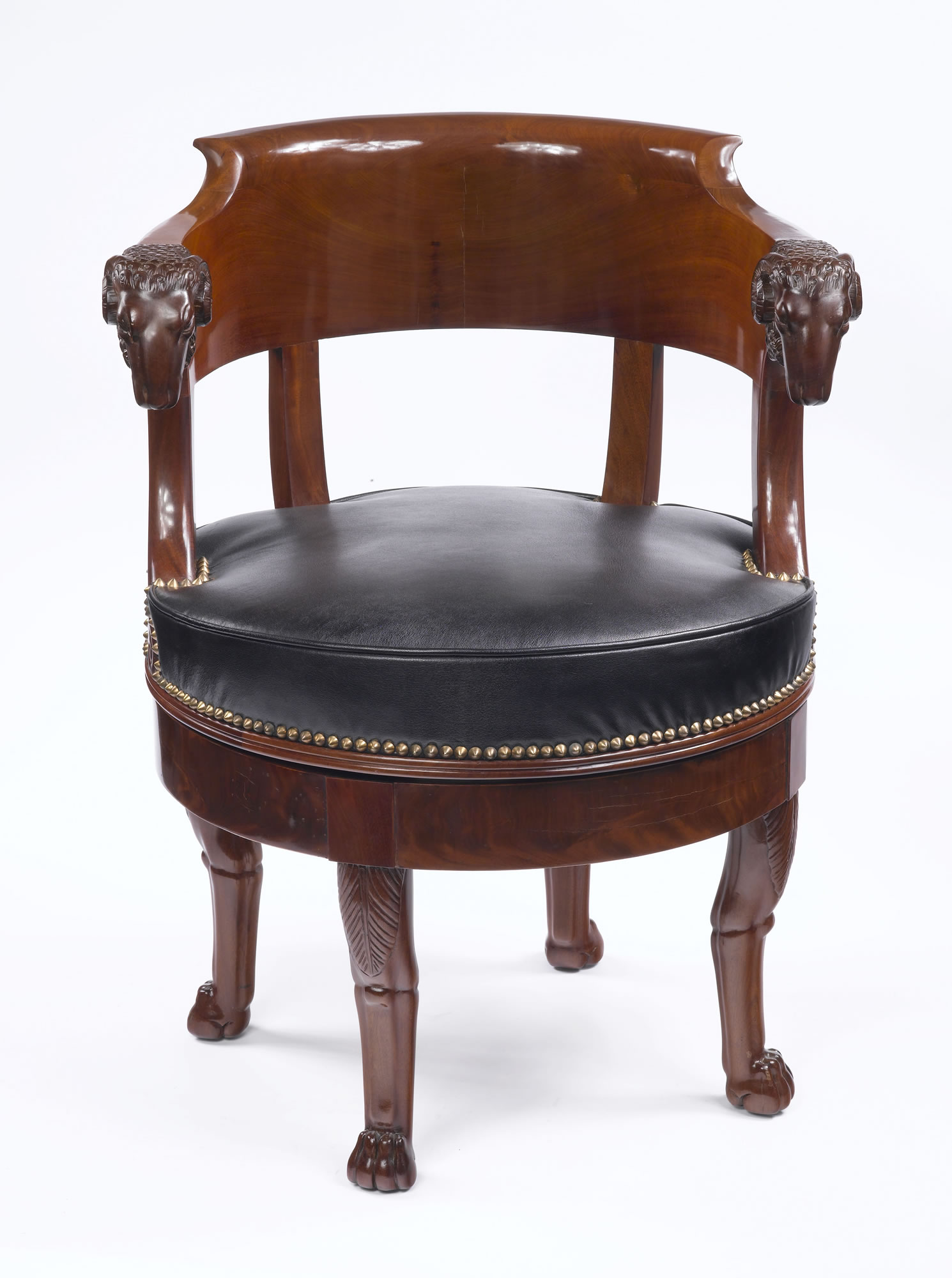 French Empire Period, Mahogany Fauteuil de Bureau à Assise Tournante Attributed to François-Honoré-Georges Jacob-Desmalter