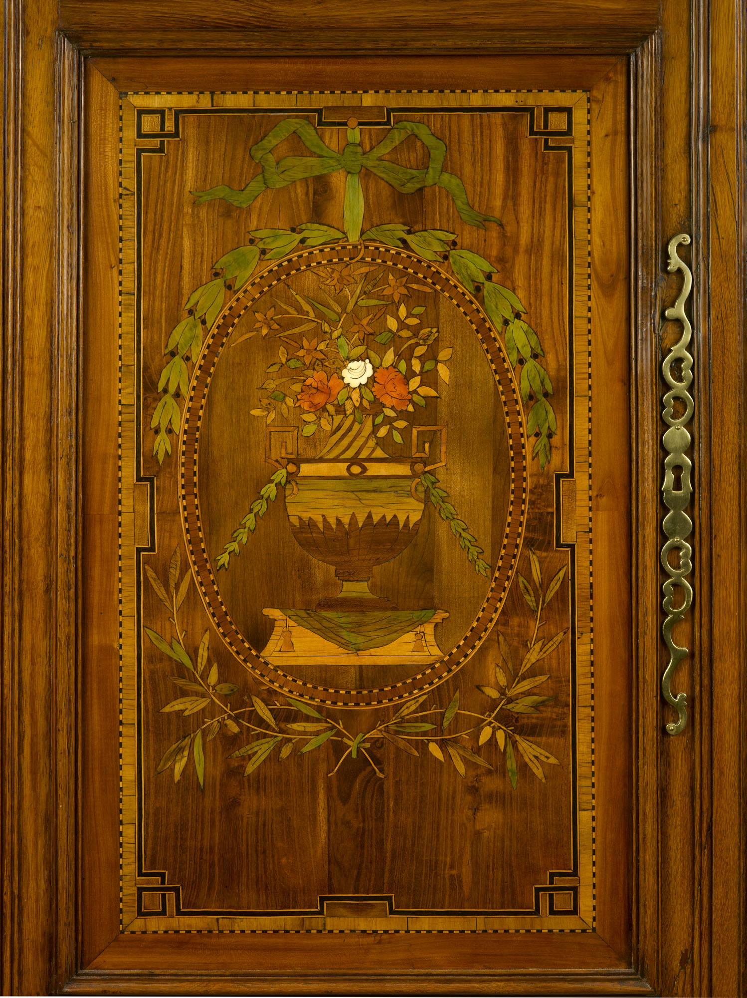 French, Late 18th Century, Fruitwood, Marquetry Armoire from Lorraine