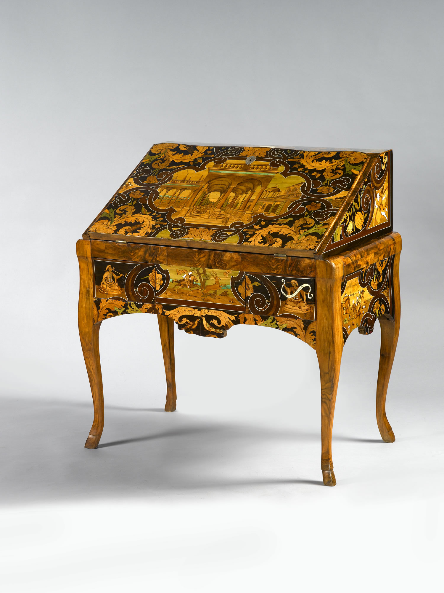 18th Century German Bureau with 17th Century Marquetry by Antonio and Luccio de Lucci of Venice