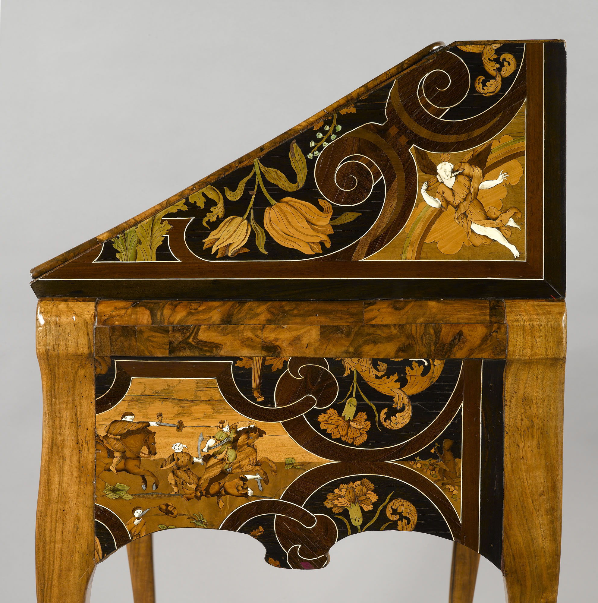 18th Century German Bureau with 17th Century Marquetry by Antonio and Luccio de Lucci of Venice