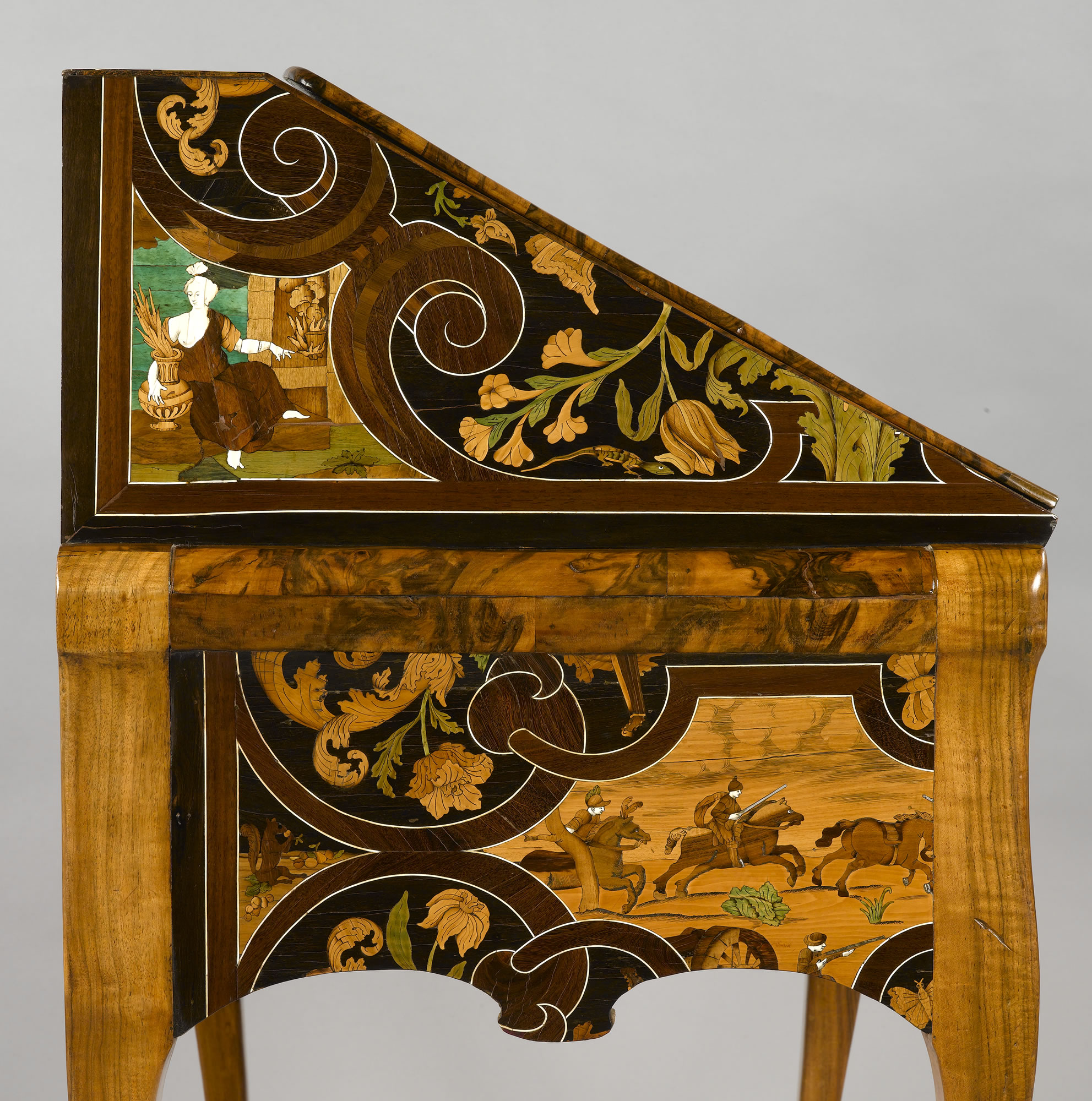 18th Century German Bureau with 17th Century Marquetry by Antonio and Luccio de Lucci of Venice