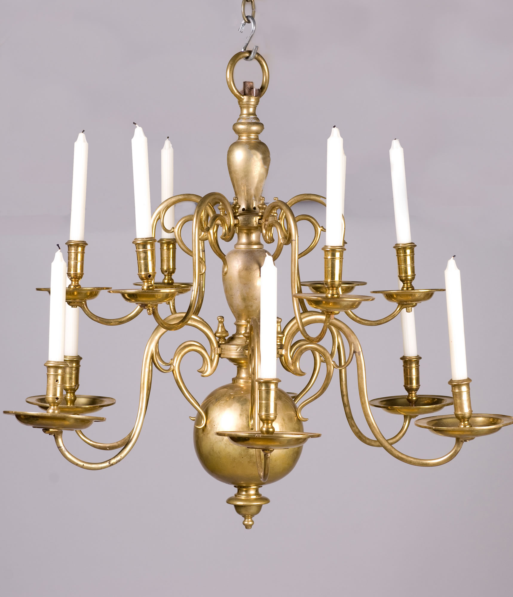 Two Dutch Baroque, Brass Chandeliers