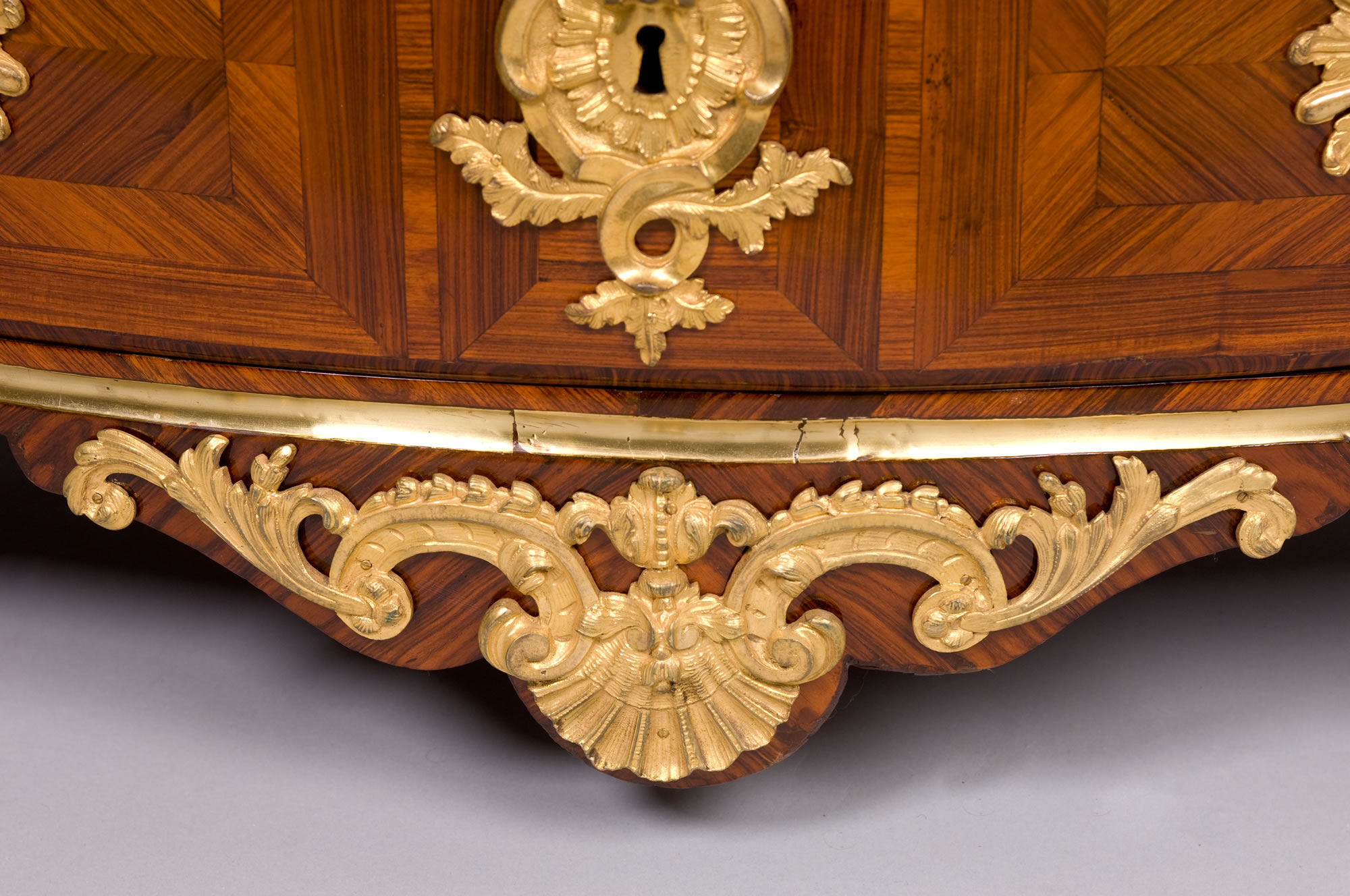 French Louis XV Period, Marquetry Commode Stamped, 