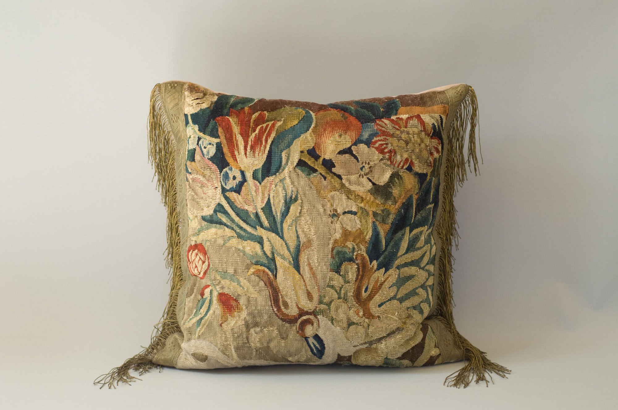 Early 17th Century, Brussels Tapestry Fragments Made into Modern Cushions