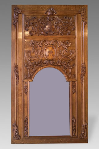 French, Oak Trumeau Mirror - Click to enlarge and for full details.