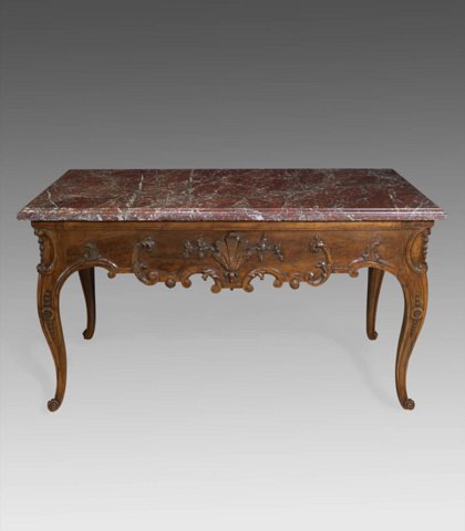 French Louis XV Period, Walnut Console Table Attributed to Pierre Hache - Click to enlarge and for full details.